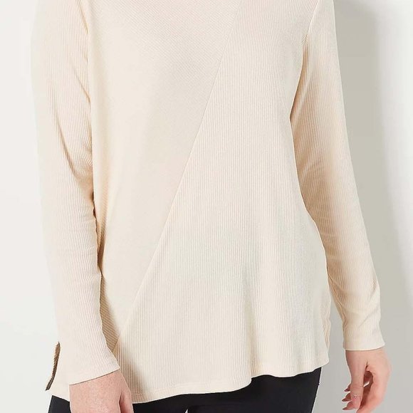 NWT ANYBODY COZY KNIT LUXE ASYMMETRICAL RIB TUNIC TOP PEARL XXS - Picture 3 of 6